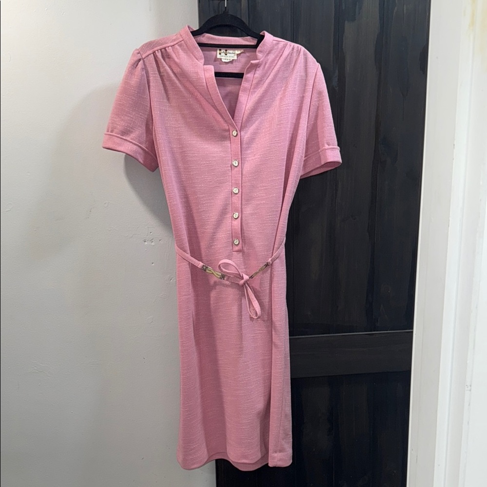 Vintage Marty Gutmacher Pink Button-Down Midi Dress